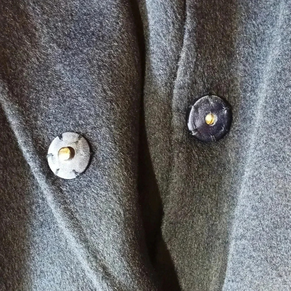 Wool blend Isaac Mirzah Live coat navy snap buttons self tie  belt nwot large - Picture 9 of 13